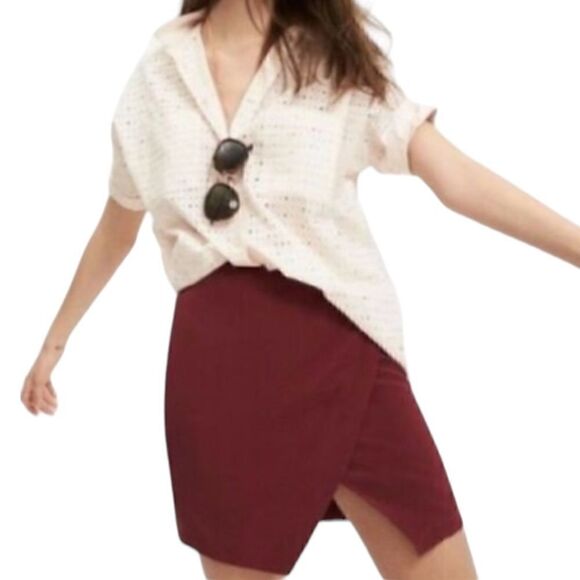 Madewell Parkway Mini Silk Burgundy Skirt Size Small 📦 - Picture 1 of 6